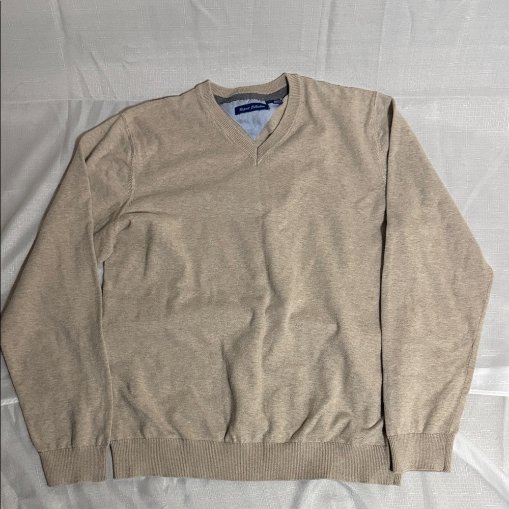 Report Collection Men's Beige V-Neck Sweater